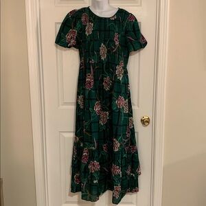 Anthropologie Banjanan Green Flowered Dress